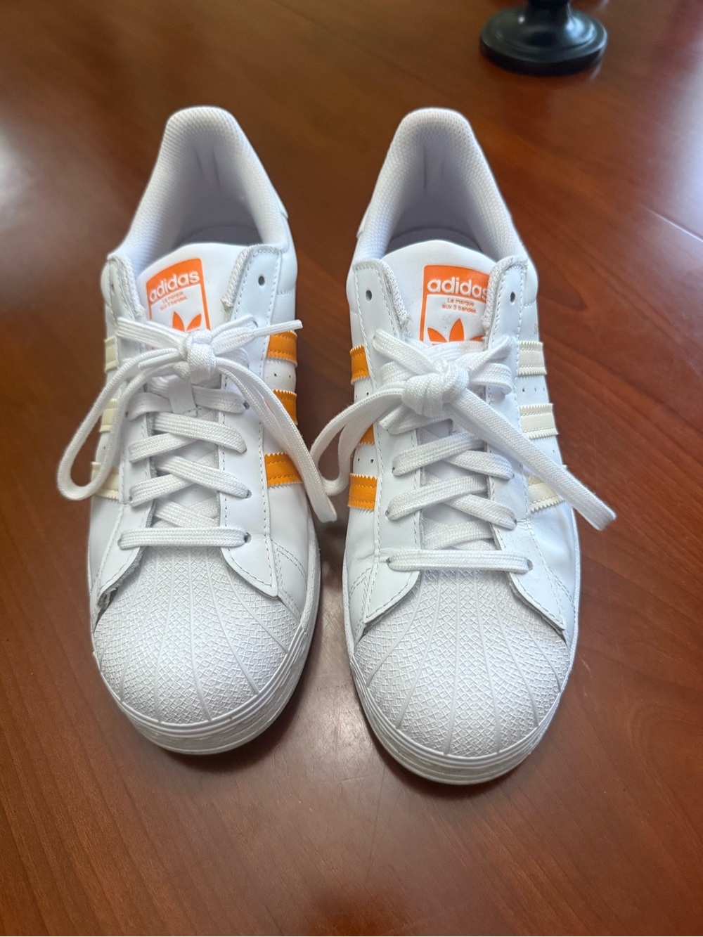 adidas White Sneakers with Orange Accents